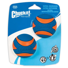 Chuckit! Ultra Squeaker Ball montre durabilité et textures stimulantes pour le jeu actif.