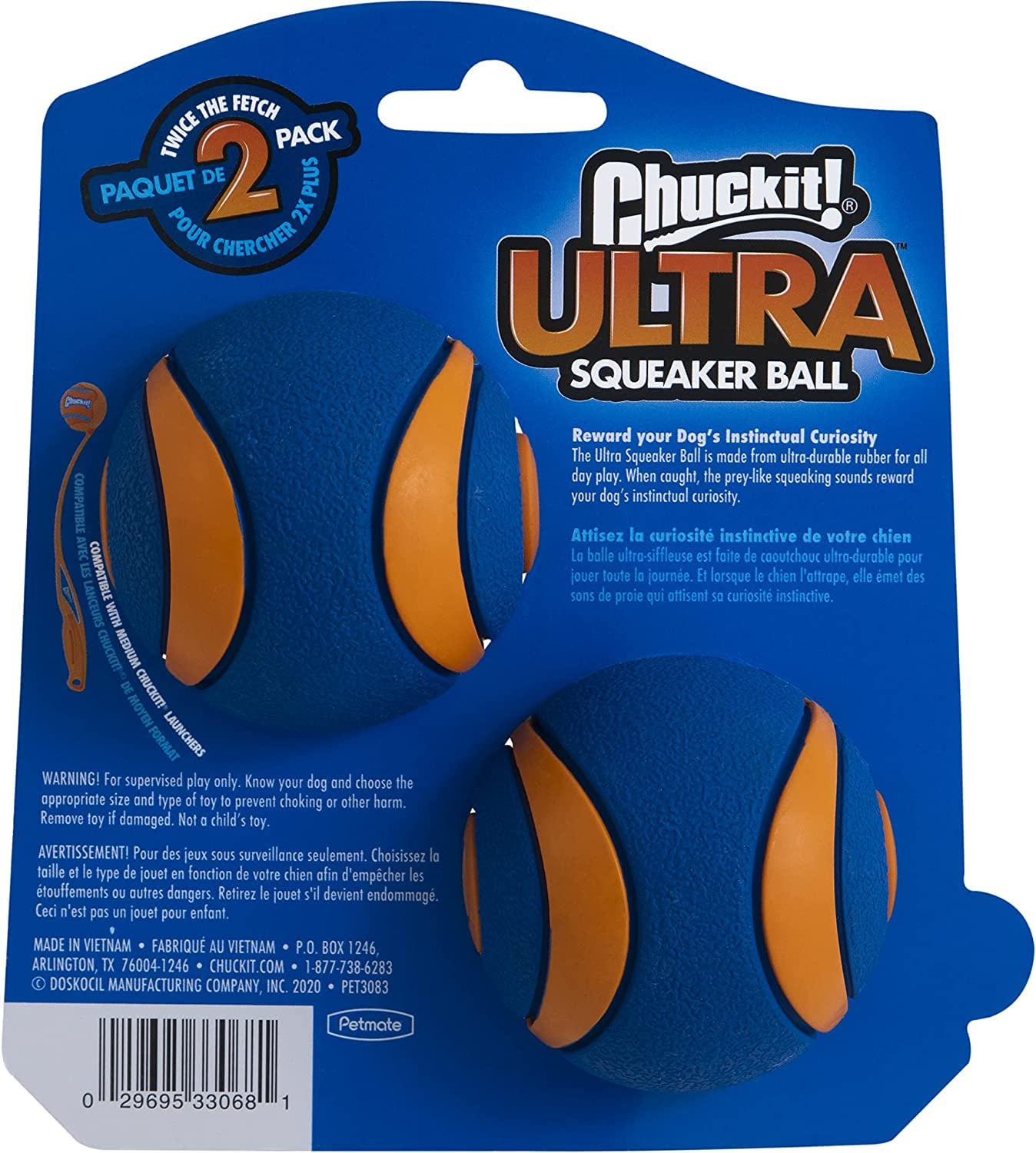 Chuckit! Ultra Squeaker Ball au rebond élevé pour des échanges dynamiques.