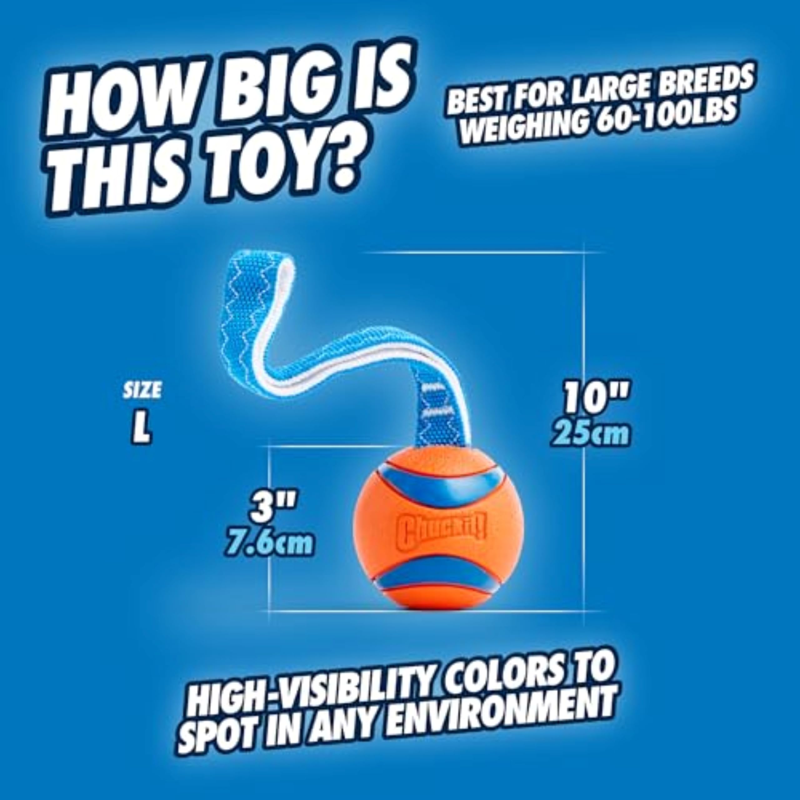 Taille large Chuckit! Ultra Tug, diamètre 3 pouces pour chiens 60-100 lb.