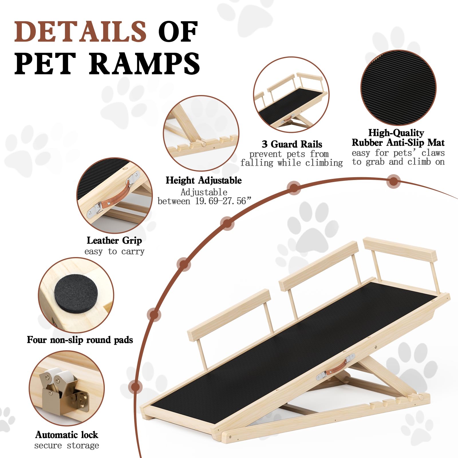 Rampe Chuiendi sécurité avec barres anti-chute pour chien.