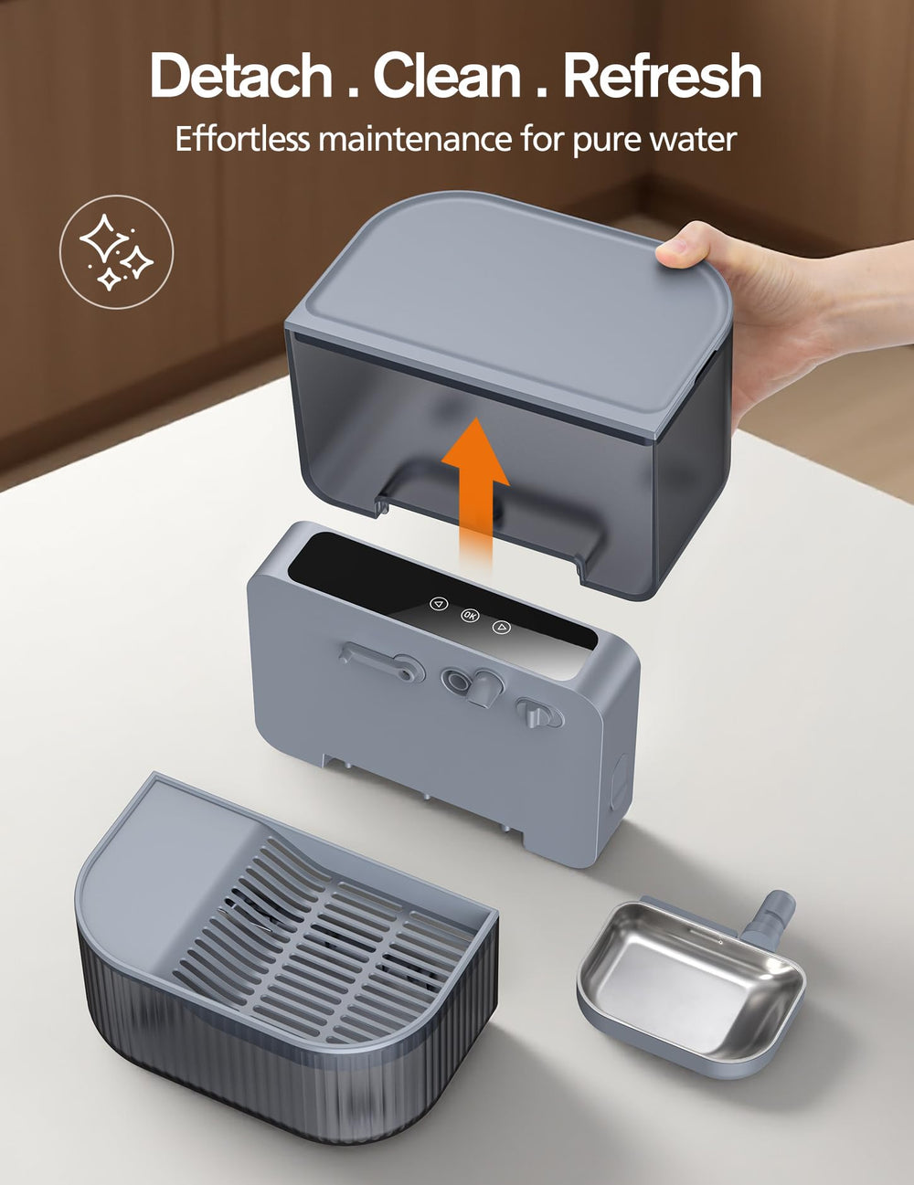 Bol en inox 304 amovible pour hygiène et nettoyage faciles.