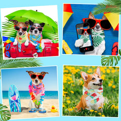 Bandanas Chunful chien motif feuilles d’automne, parfait pour saisons fraîches et looks cosy.