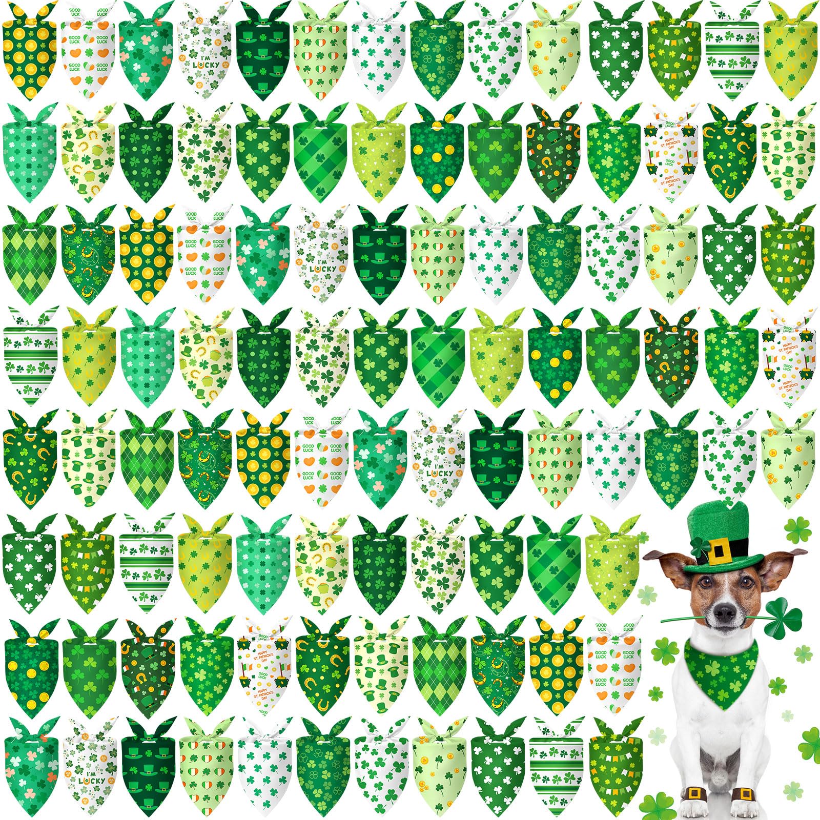 Bandanas Chunful pour chien Saint-Patrick, motifs multicolores pour fête festive.