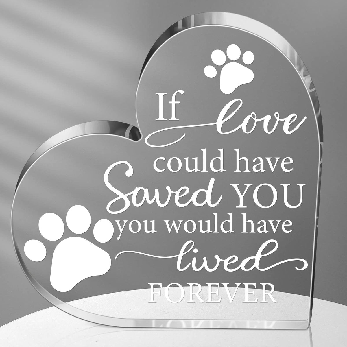 Chunful cœur cristal memorial pattes, décor durable pour se souvenir de votre animal.