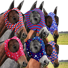 Masques Chunful pour chevaux avec oreilles et drapeau américain, protection légère contre les insectes.