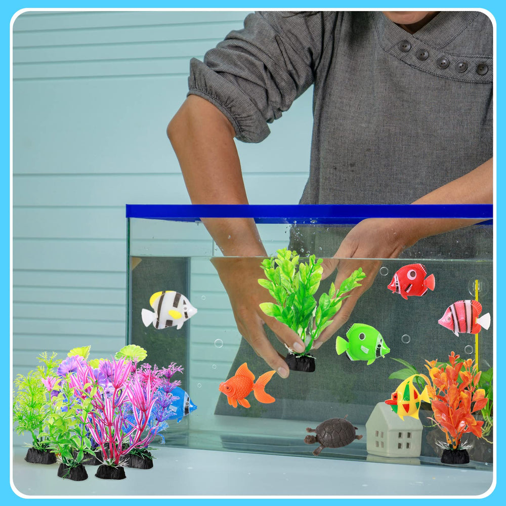 Ensemble décoratif d'aquarium Chunyin avec éléments flottants.