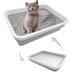Litière pliante chuyouan ouverte, accès facile pour les chats et les chatons.
