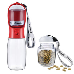 Gourde Cibaabo pour chien avec conteneur nourriture, pratique en promenade.
