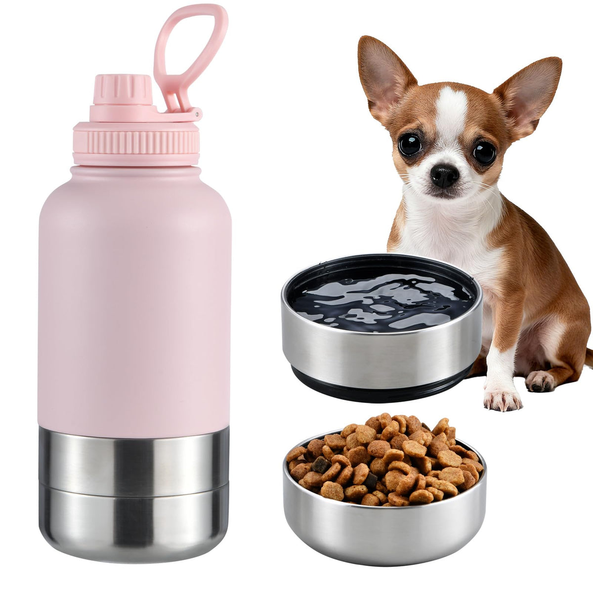 Bouteille d'eau pour chien Cibaabo avec double paroi et isolation durable.