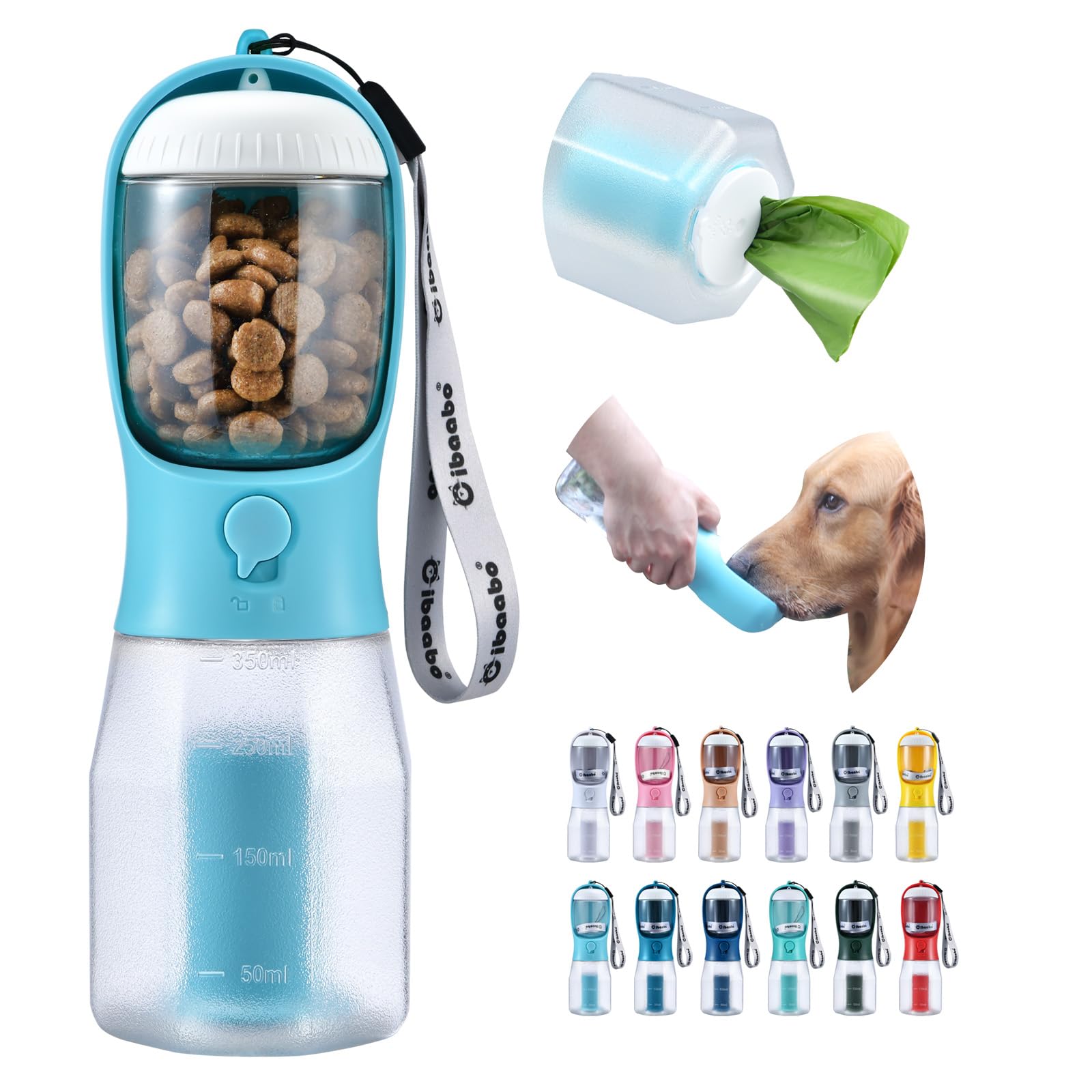 Gourde Cibaabo pour chien avec compartiment nourriture intégré idéale en promenade