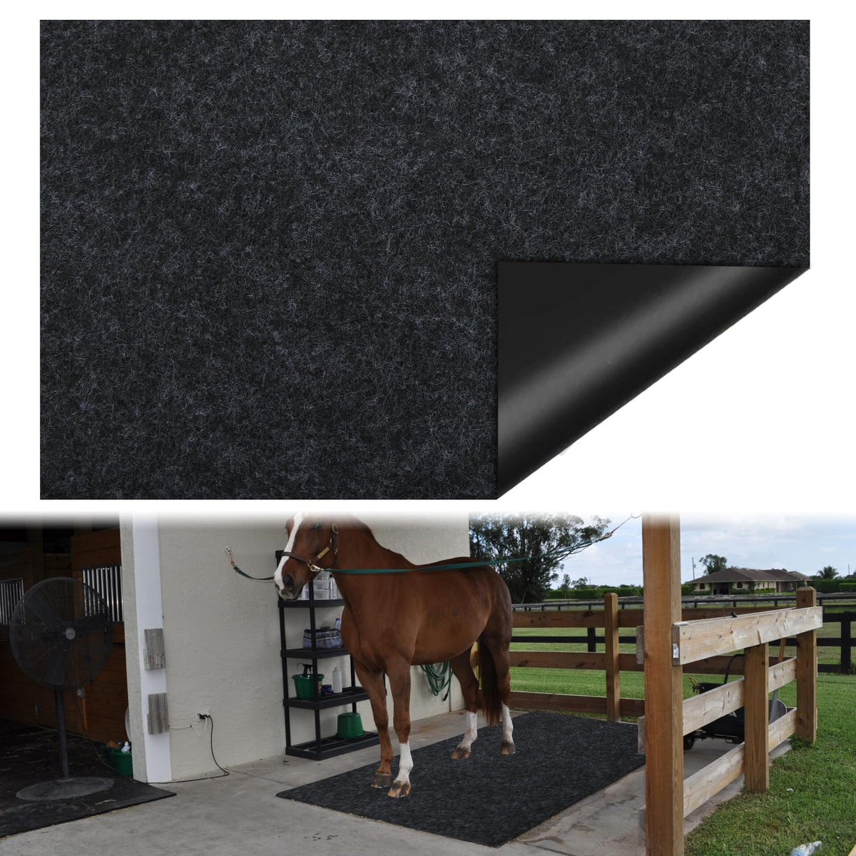 Tapis CIEOVO 4x6 pieds pour box pour chevaux, ensemble stable et confortable.
