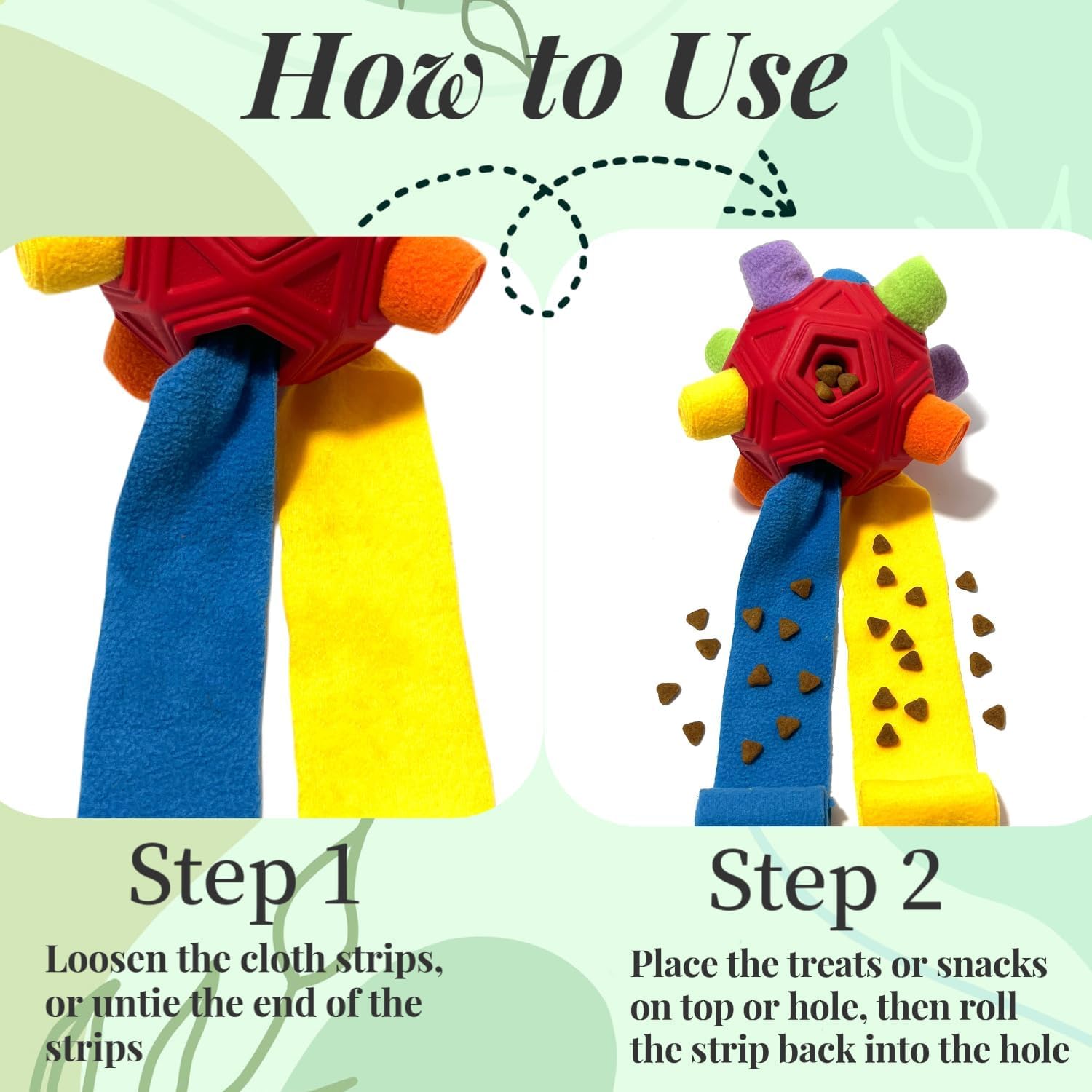 CIIVURR Snuffle Ball bandes de tissu cachettes, multiples cachettes pour friandises.