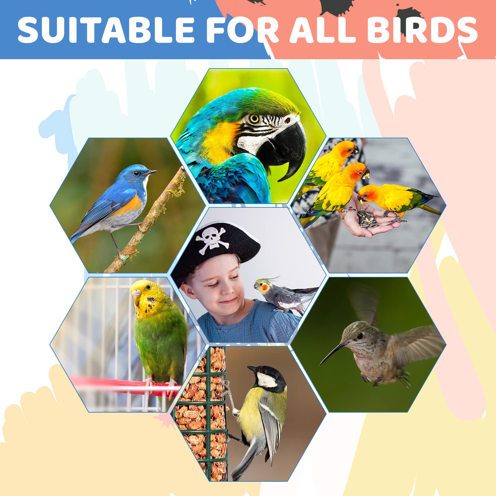 Taille pratique 3 à 3,5 pouces pour petits et grands oiseaux.