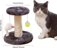 Cisila arbre-chat petit, sisal robuste et base en bois, parfait pour griffer et explorer.
