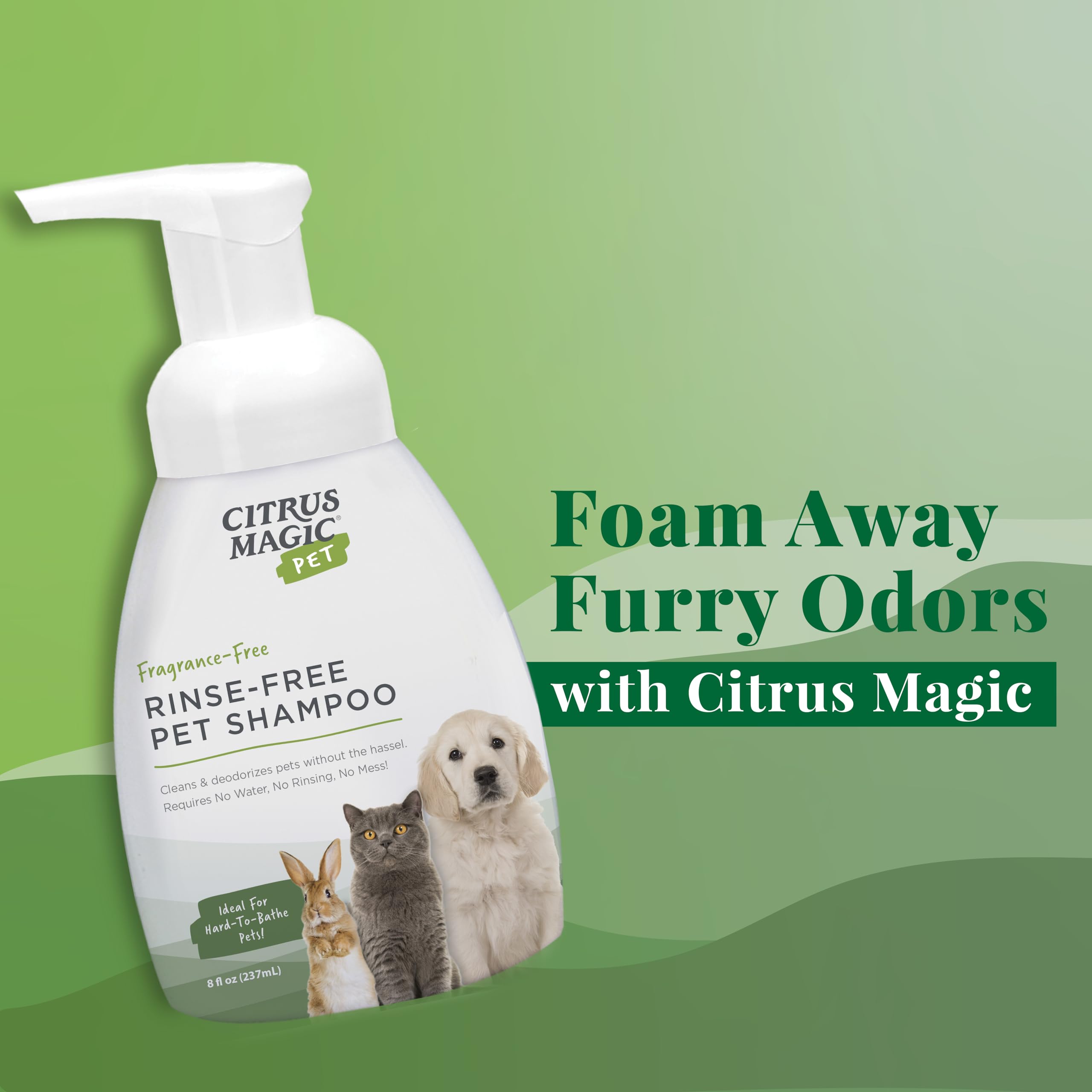 Shampoing Citrus Magic, élimine les odeurs du pelage des petits animaux.