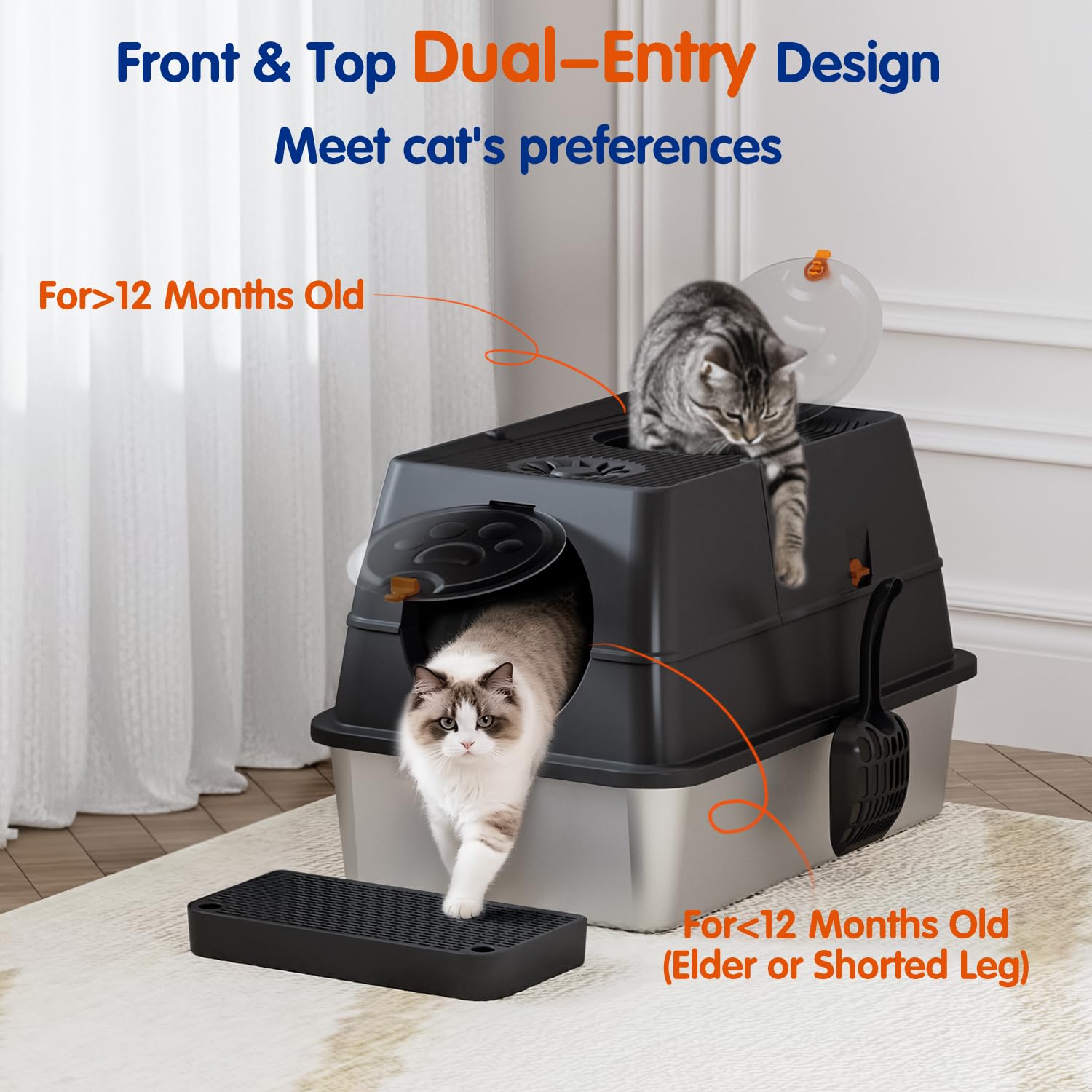 Citylife entrée frontale inox, accès facile pour tous les chats
