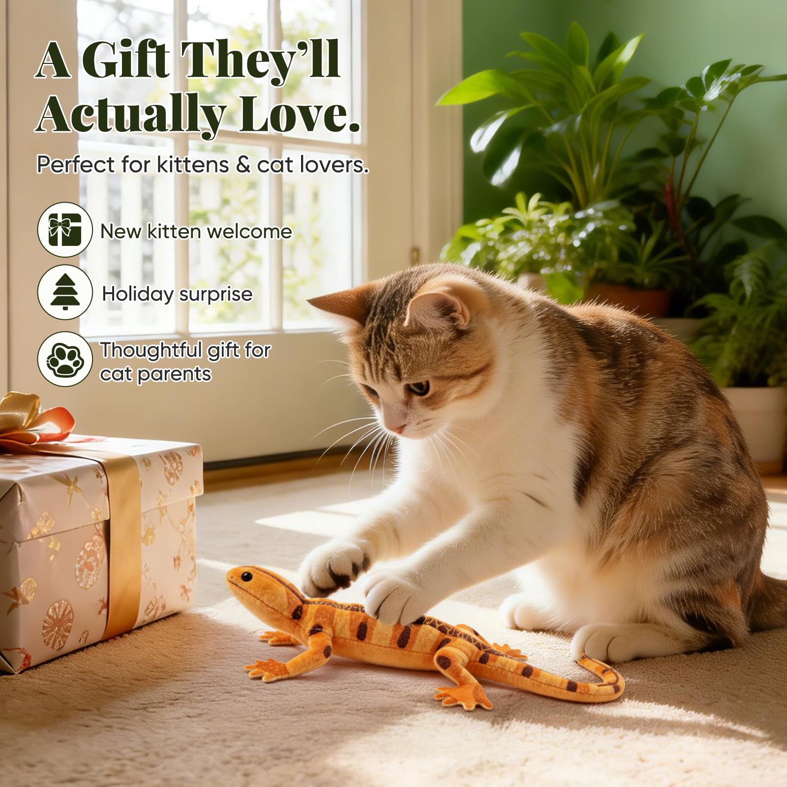 Jouet lézard CiyvoLyeen parfait pour les familles à plusieurs chats.