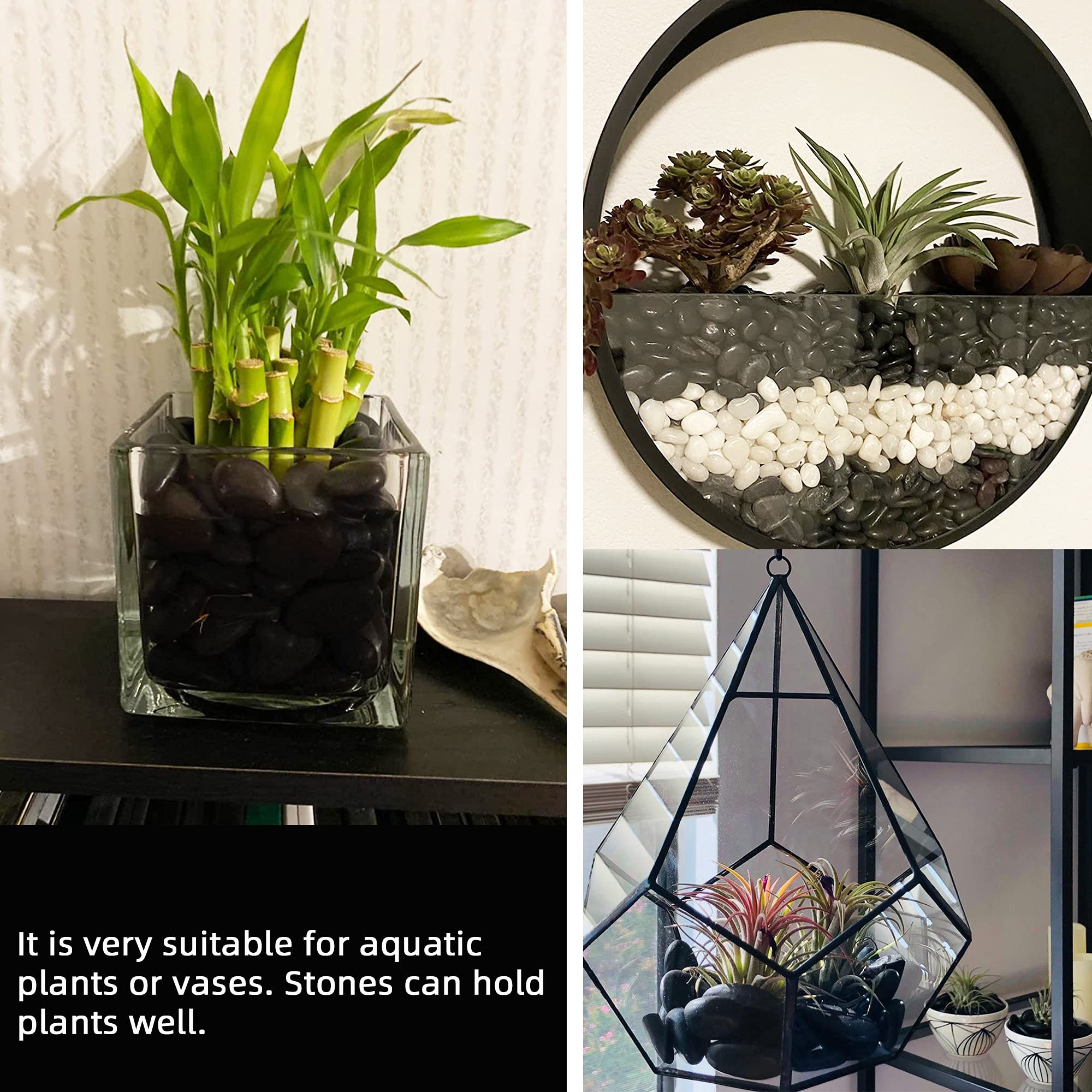 CJGQ pierres noires pour vase, remplissage décoratif durable et chic.