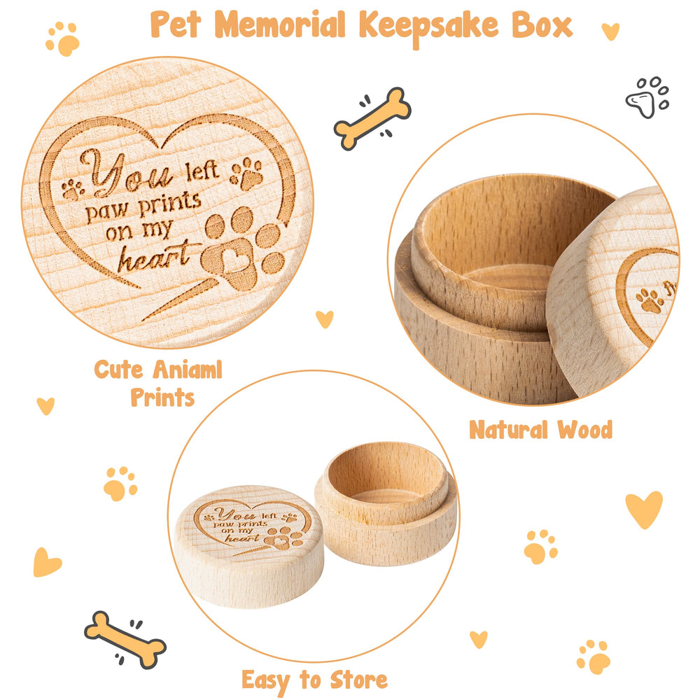 CJiangpo boite memoire chien bois : design grave et empreintes de pattes.