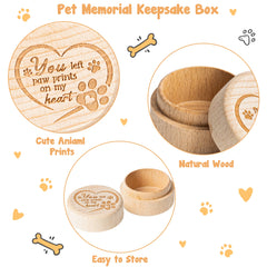CJiangpo boite memoire chien bois : design grave et empreintes de pattes.