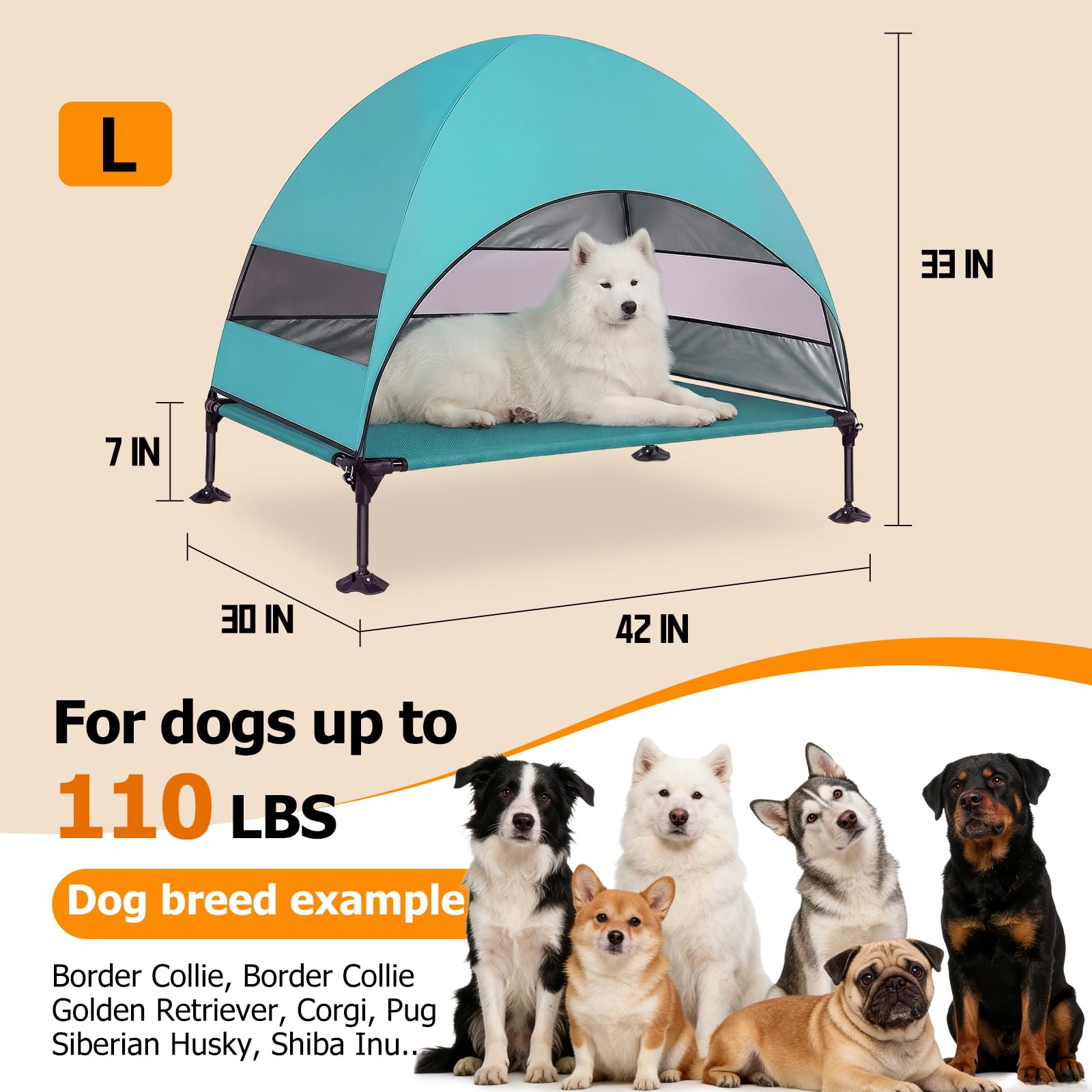 CJYMMFAN lit chien portatif, ideal pour voyage et piscine.