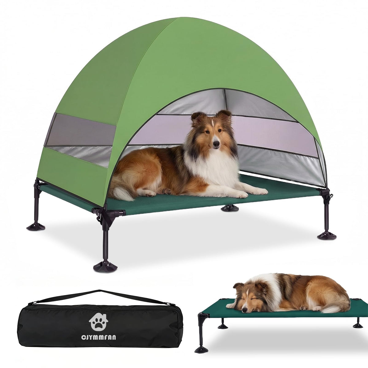 CJYMMFAN lit pour chien surélevé avec canopée UV offrant une ombre durable.
