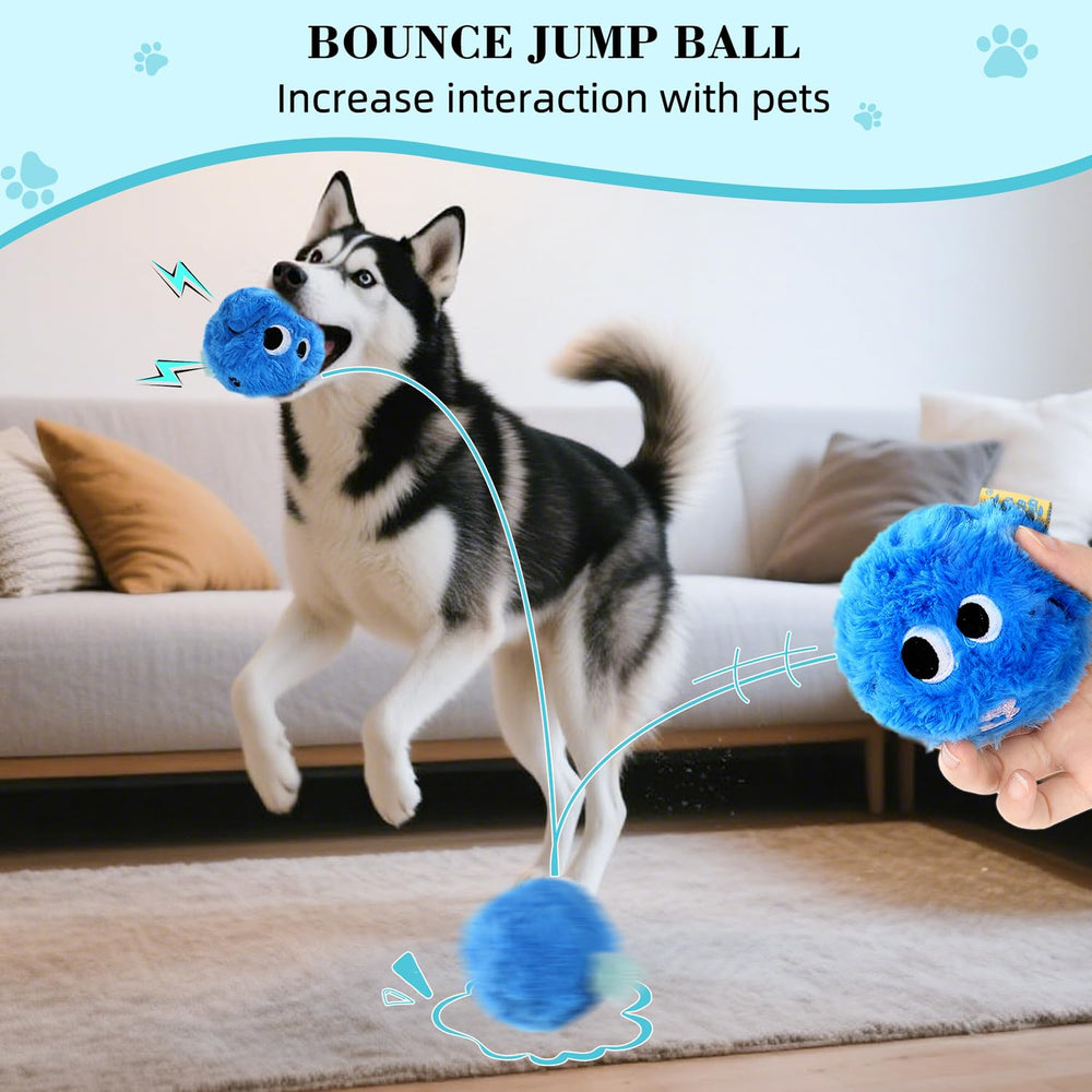 CJZJPV Boule peluche interactive 3-1 pouces bleu, stimule la poursuite et le fetch.