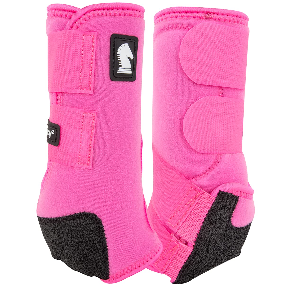 Legacy2 Classic Equine bottes de soutien arrière en rose fluo, apportant confort et stabilité pendant les entraînements.