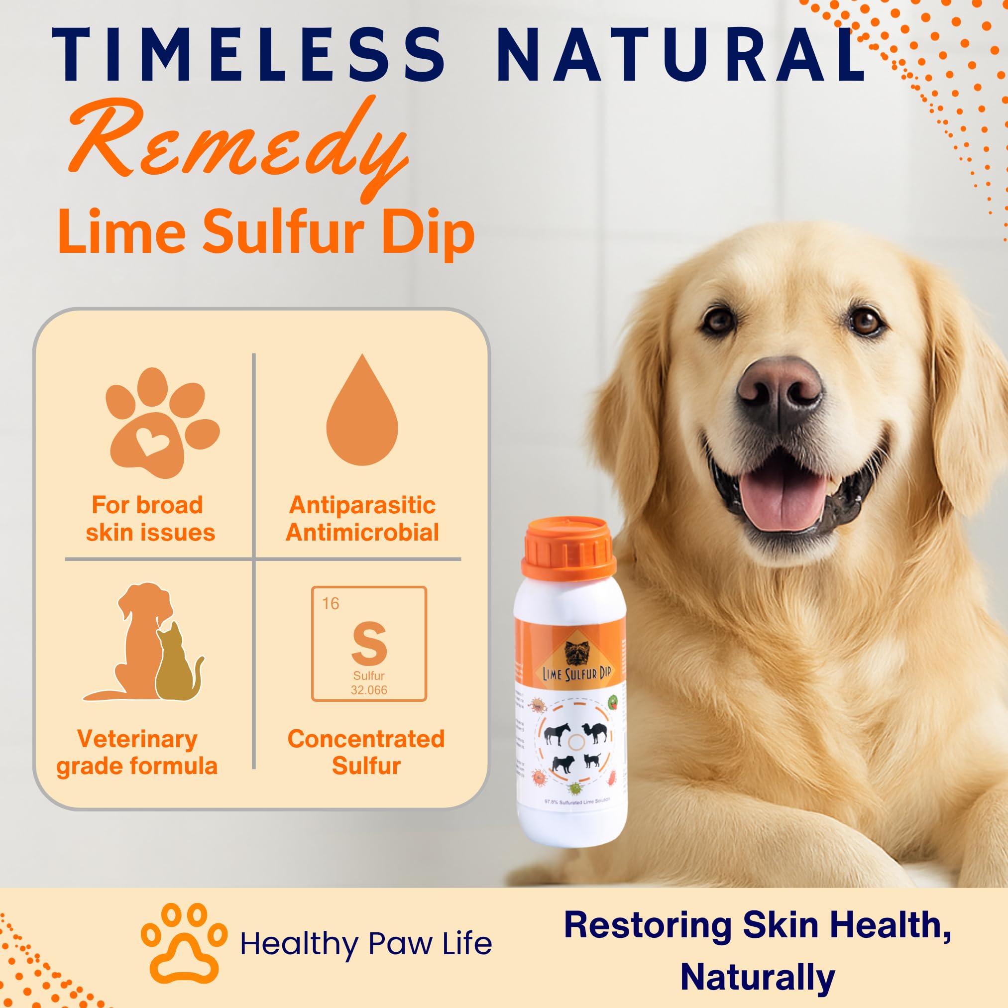 Dip au lime-soufre Classic's: application sur le pelage pour un soin efficace.