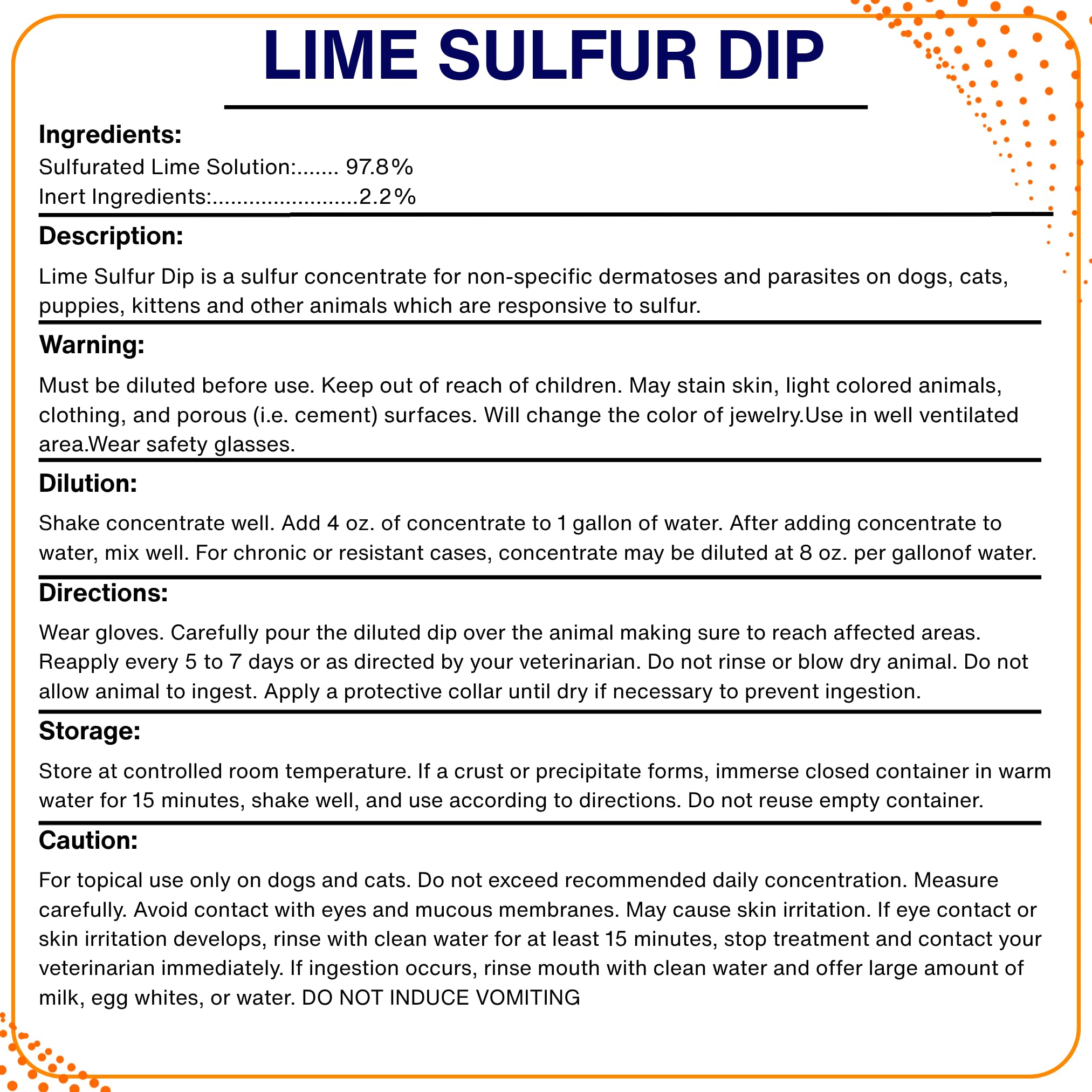 Dip au lime-soufre Classic's: produit polyvalent pour grands et petits compagnons.