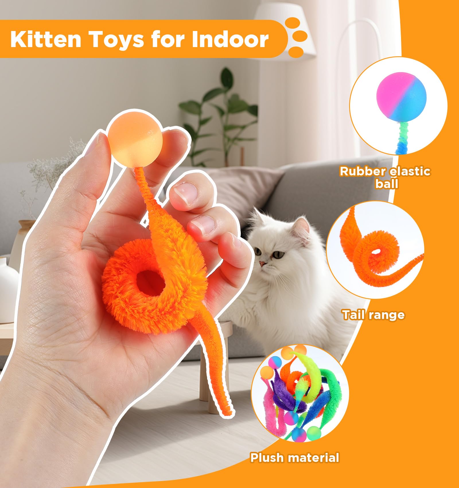 Jouet interactif Classicseali pour chat avec balle et ver pelucheux, stimulation ludique.