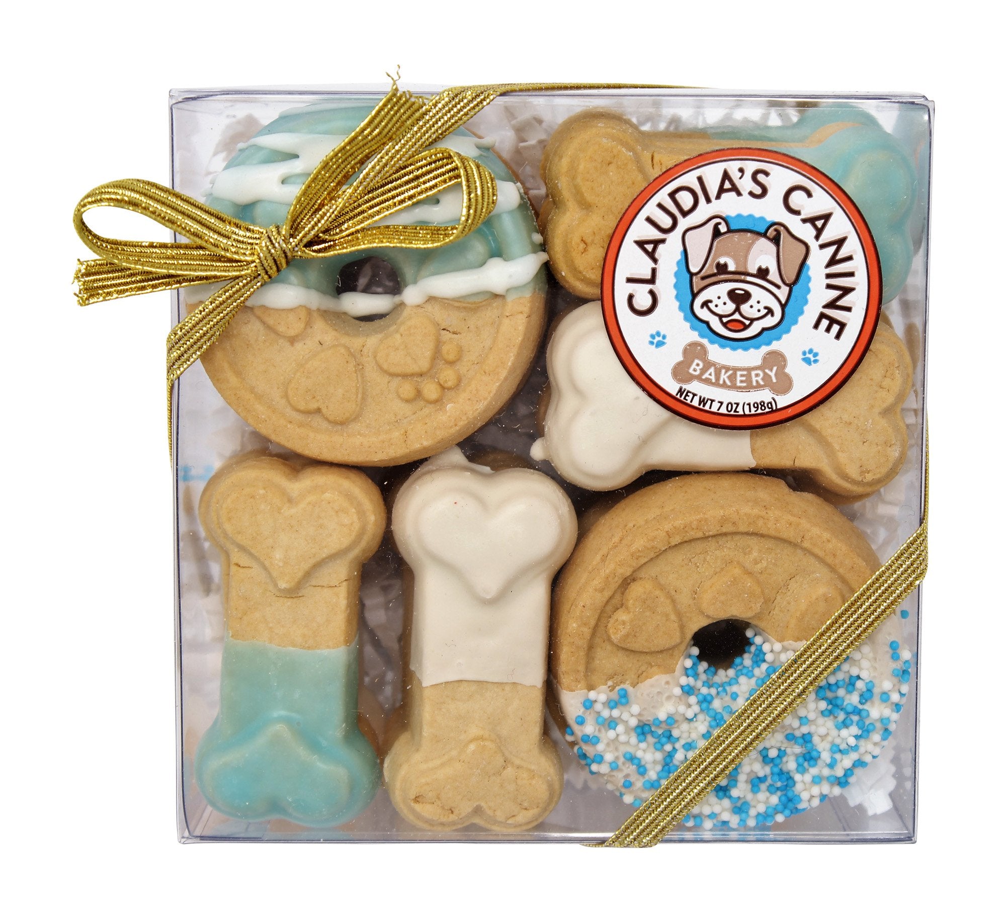 Blue Buddies boîte cadeau Claudia's Canine Bakery, friandises premium.