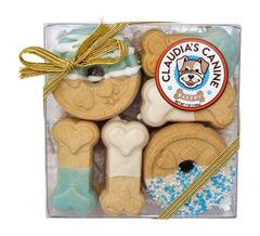 Blue Buddies boîte cadeau Claudia's Canine Bakery, friandises premium.
