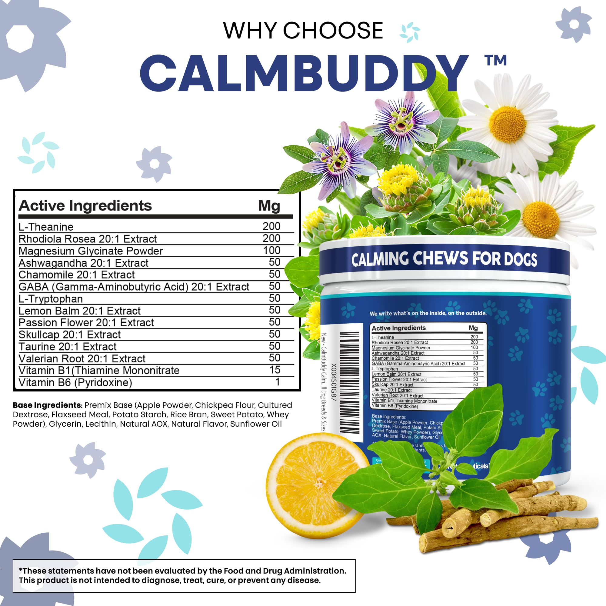 Chien dégustant CalmBuddy, bouchée savoureuse favorisant le calme lors des sorties.