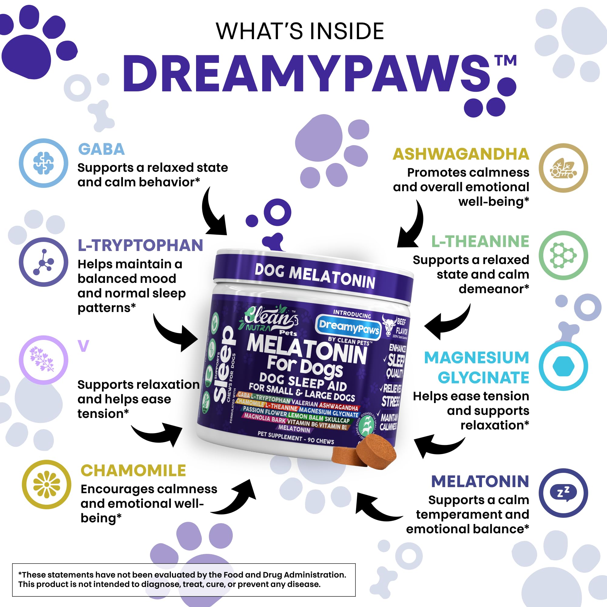 Bouchée Dreamy Paws calme le chien et facilite l’alimentation