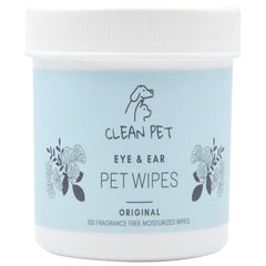 Lingettes Clean Pet pour yeux et oreilles, nettoyage sûr pour chiens et chats.
