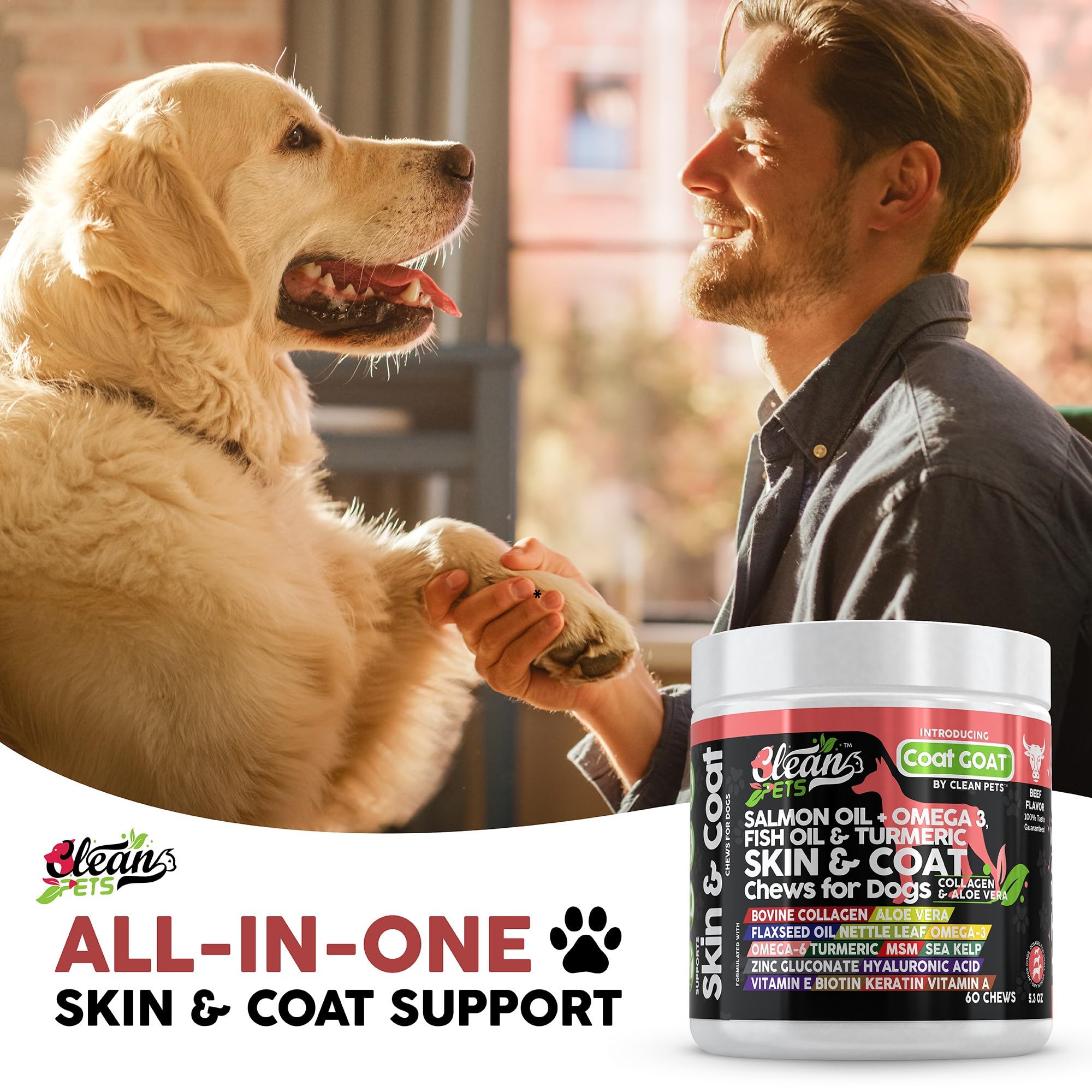 Clean Pets Huile de Saumon – emballage facile à ouvrir et à stocker.