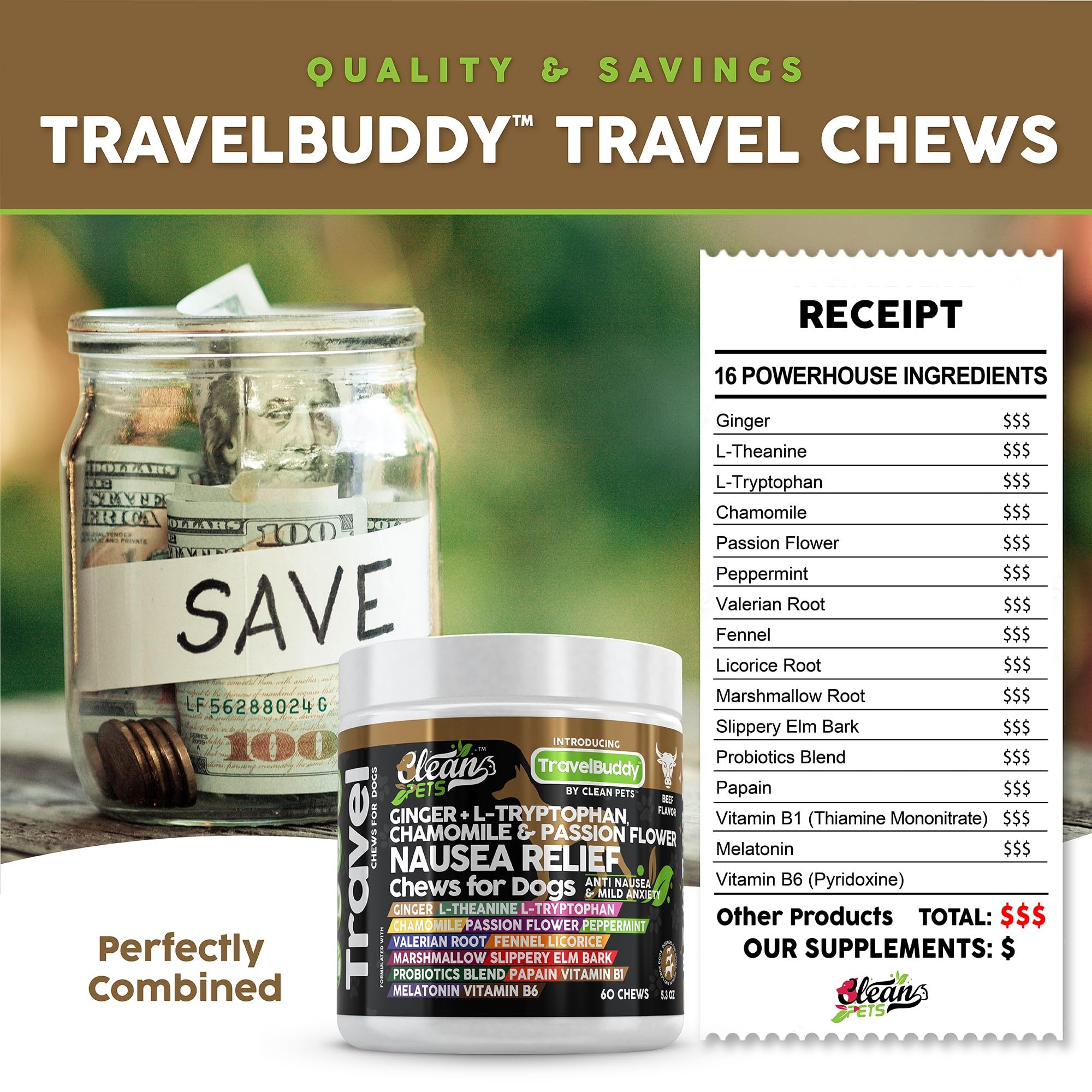 Friandises de voyage Clean Pets: racine de réglisse pour douceur digestive.