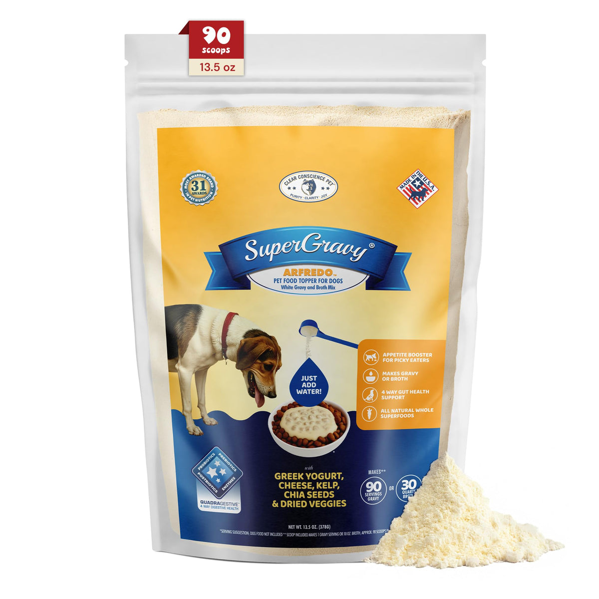 Arfredo SuperGravy en poudre transforme les repas en sauce onctueuse et hydratante.