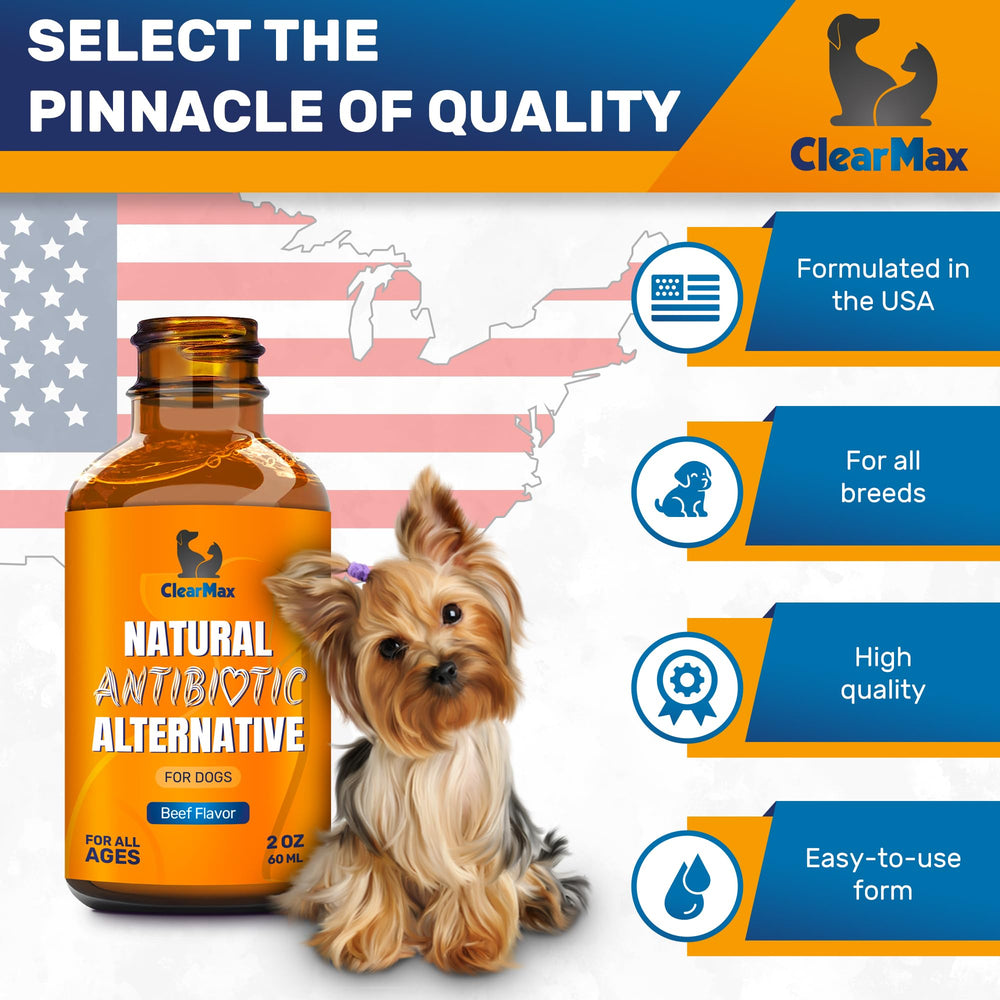 Clear Max antibiotiques chien format 2 oz pratique.