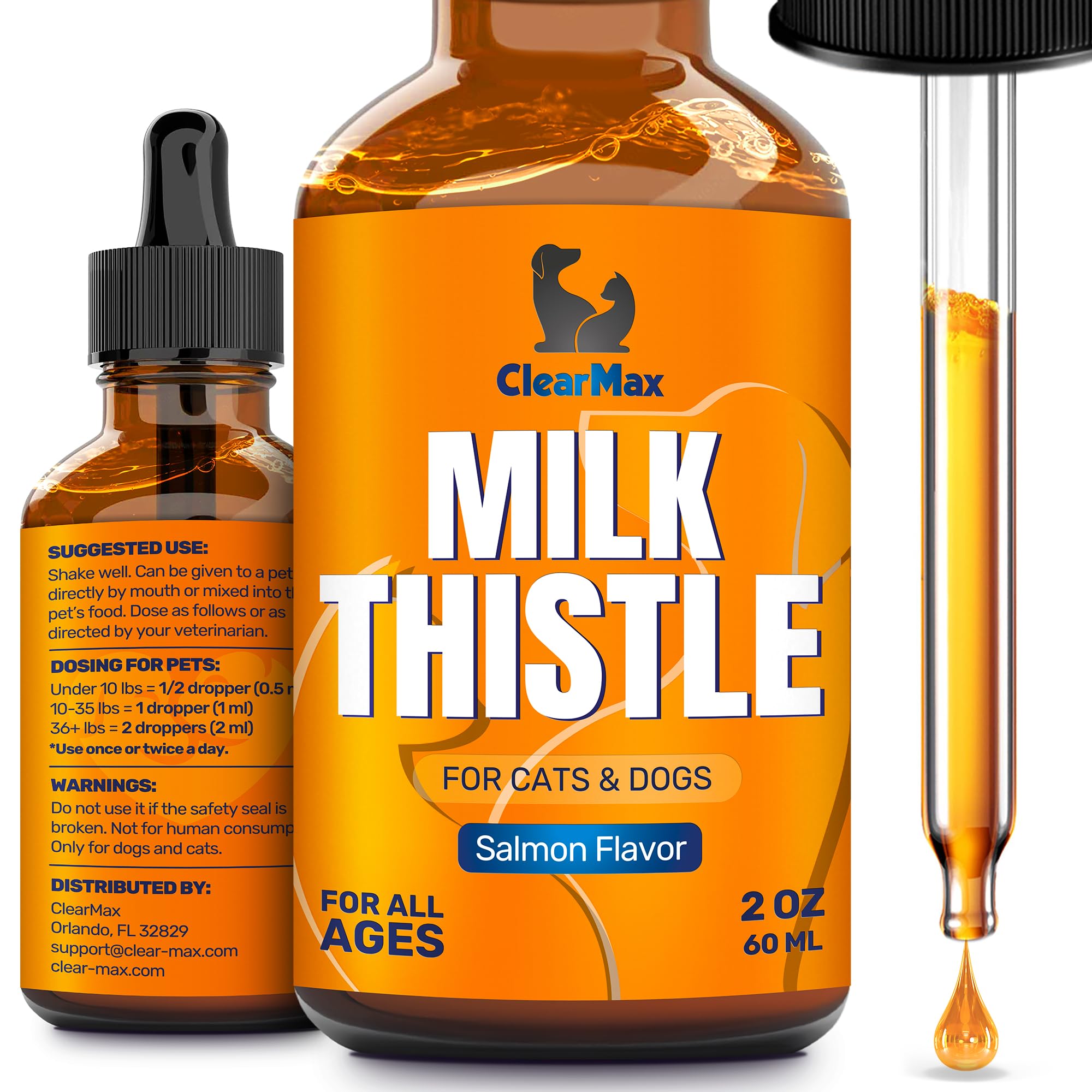 Clear Max chardon-marie – bouteille liquide pour soutenir le foie des chiens et chats.
