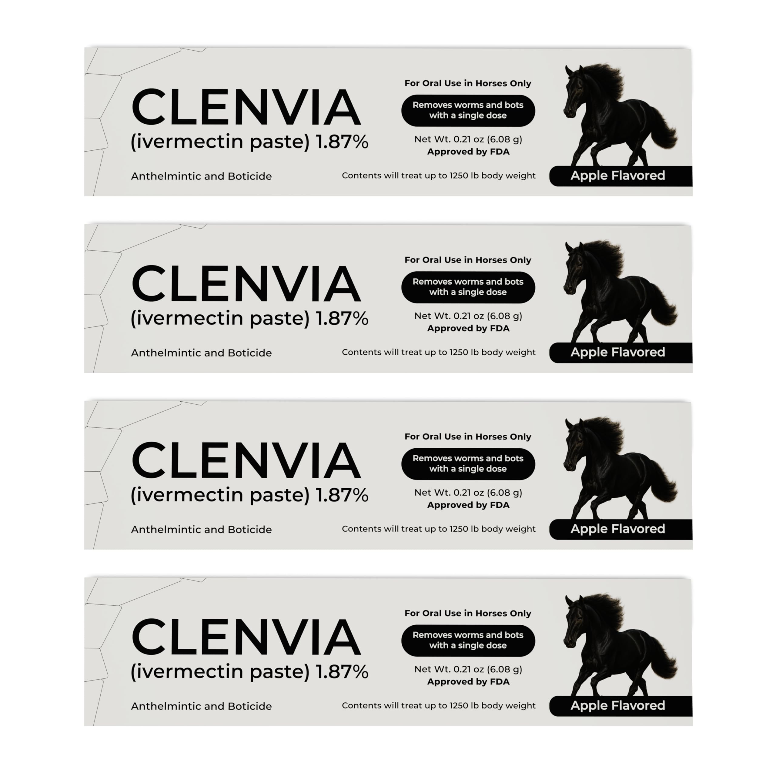 CLENVIA Pâte Cheval Pomme sur tube, administration facile.