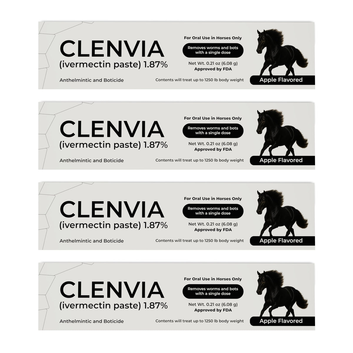 CLENVIA Pâte Cheval Pomme sur tube, administration facile.