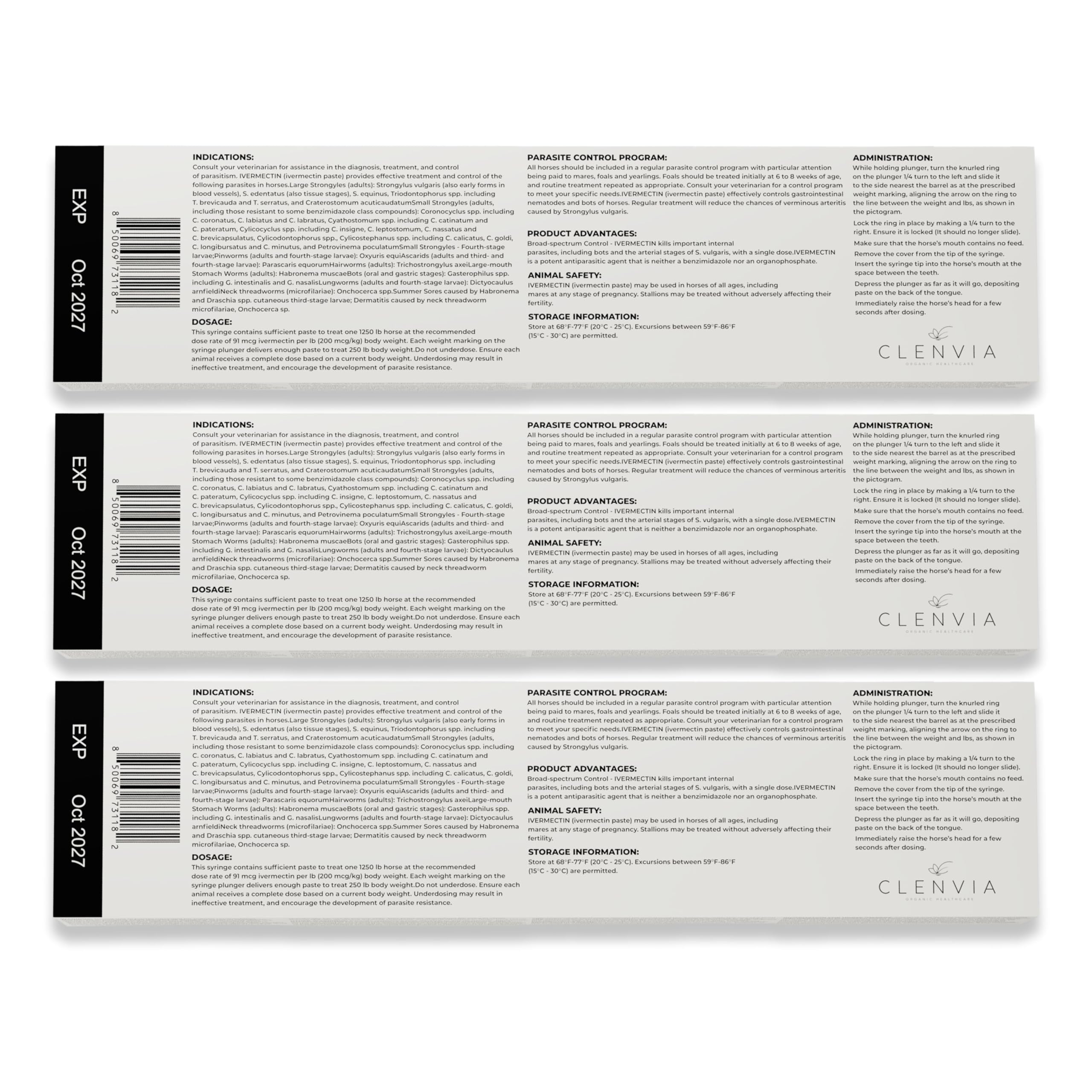 CLENVIA emballage tube pratique, idéal pour le vétérinaire ou le propriétaire.