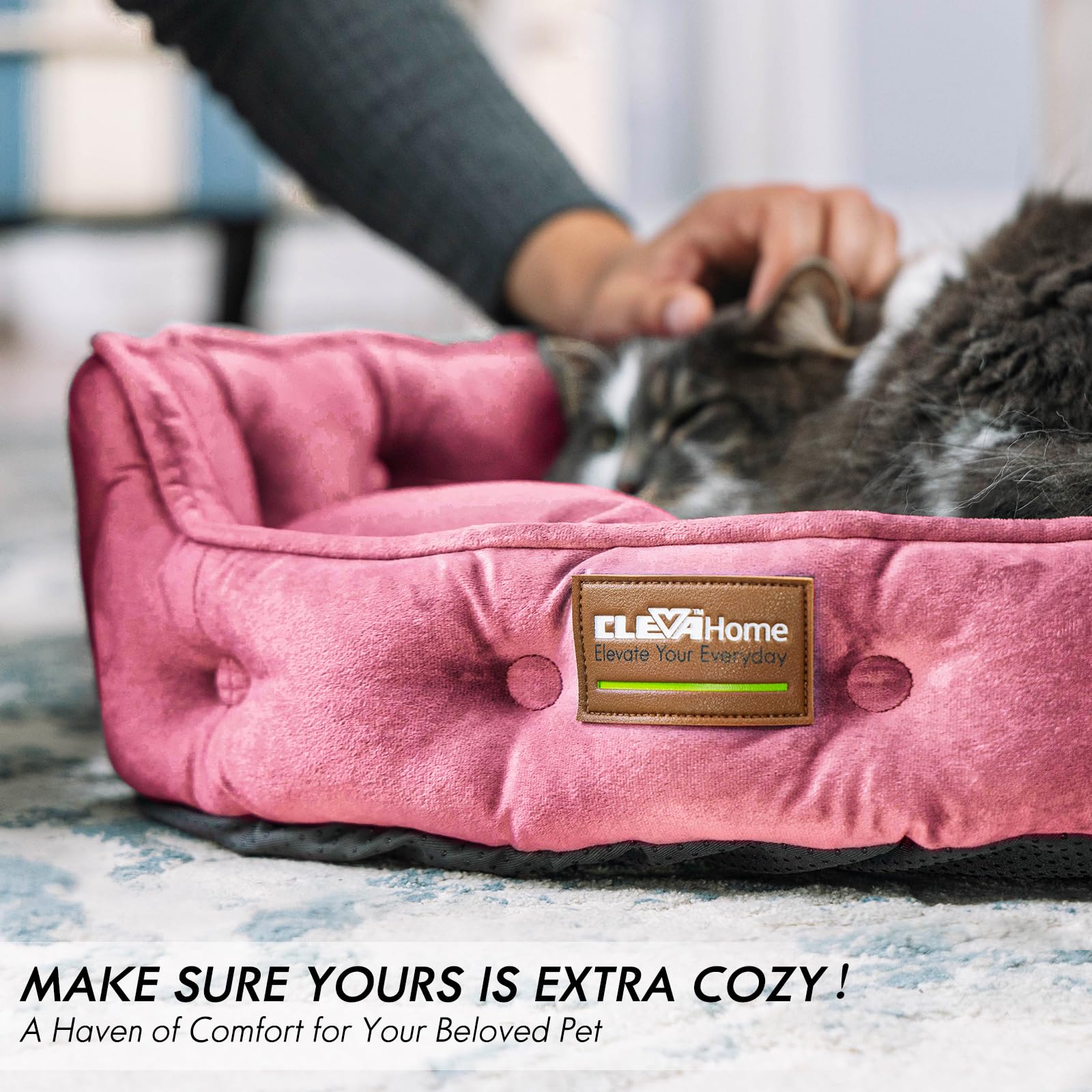 Coussin doux ClevaHome rond et confortable pour repos.