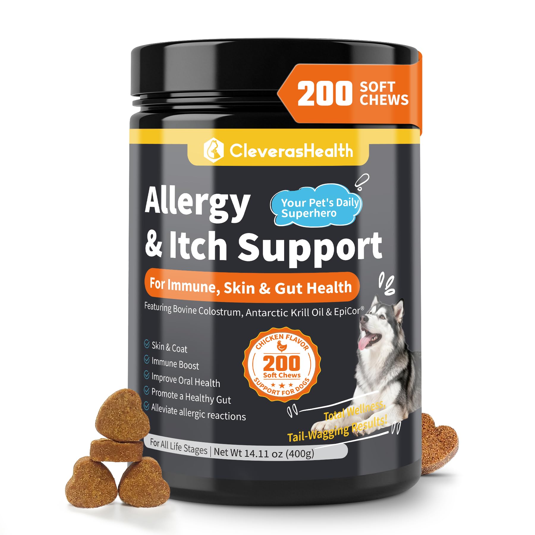 Gommes CleverasHealth allergie chien, soulagement des démangeaisons.