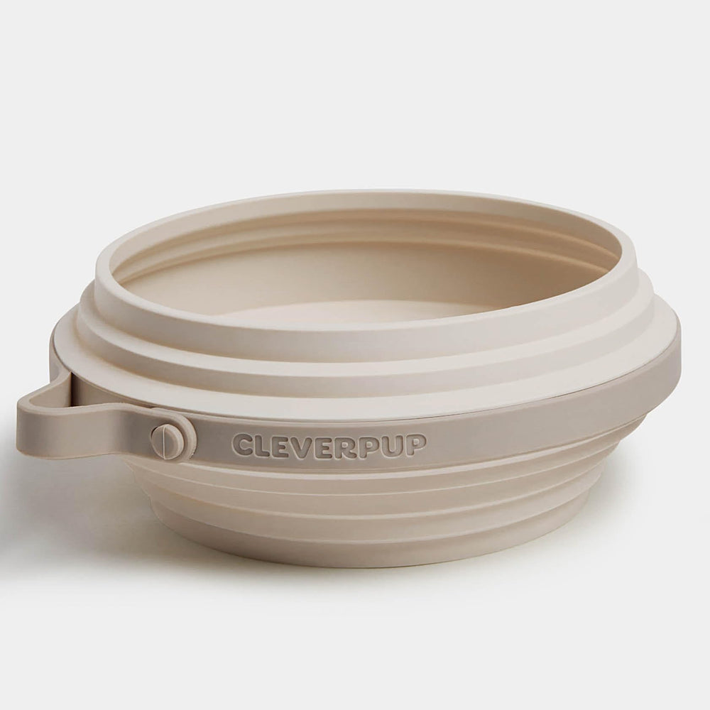 Cleverpup Nomad bol chien pliable 4 tasses, parfait pour repas et hydratation en voyage.