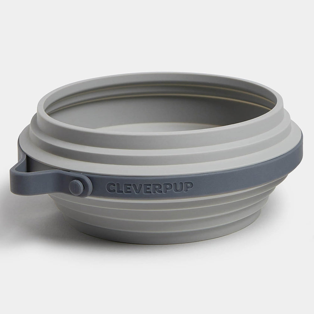 Cleverpup Nomad bol chien répliable 4 tasses gris, pratique lors des sorties.