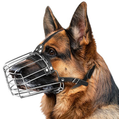 CleverTail muselière cage métal pour Berger Allemand, sécurité lors des balades.