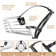 CleverTail muselière cage métal grand chien, pratique en extérieur.